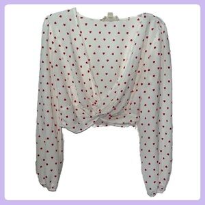 White Valentine’s Long Sleeve Blouse